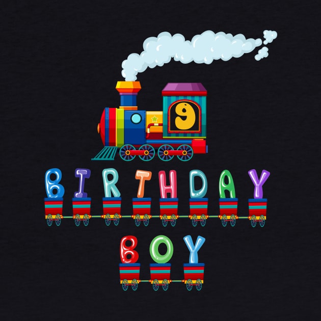 I'm 9 Birthday Boy 9th Bday Train Car Fire Truck by Tn Ole